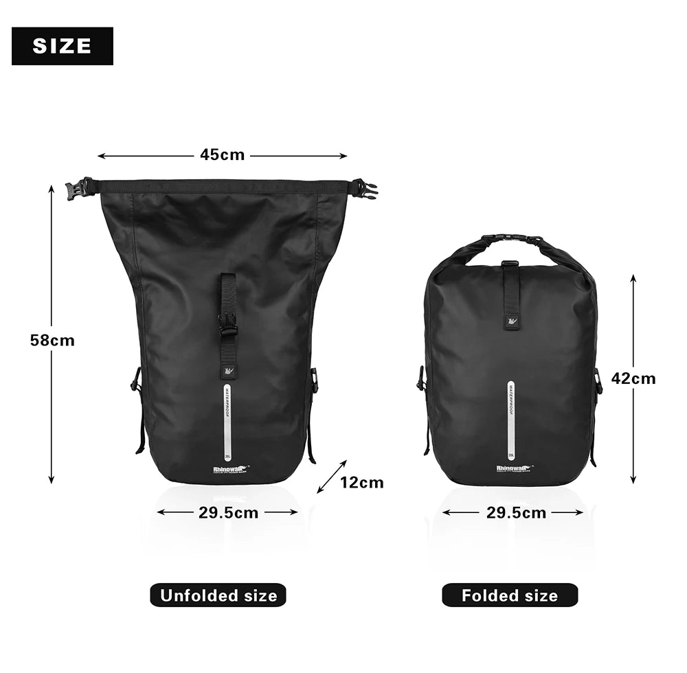 20L Motorcycle Saddle Bag - Waterproof Cycling Rear Seat Bag