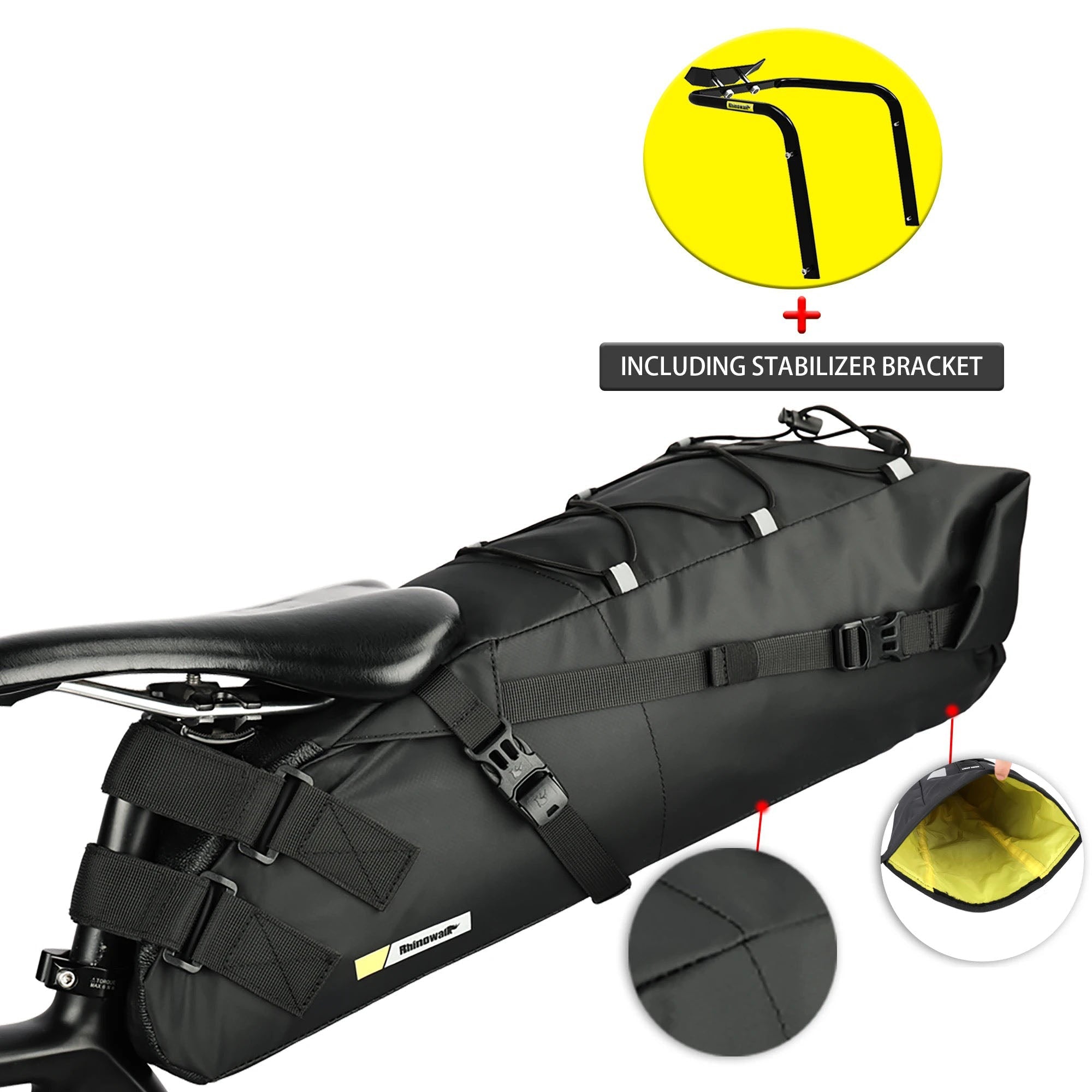 10L-13L Waterproof Bicycle Bag with Stabilizer Bracket