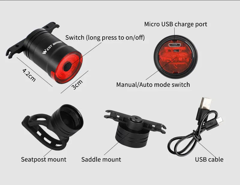 Smart Bicycle Taillight with Auto Start/Stop and Brake Sensing