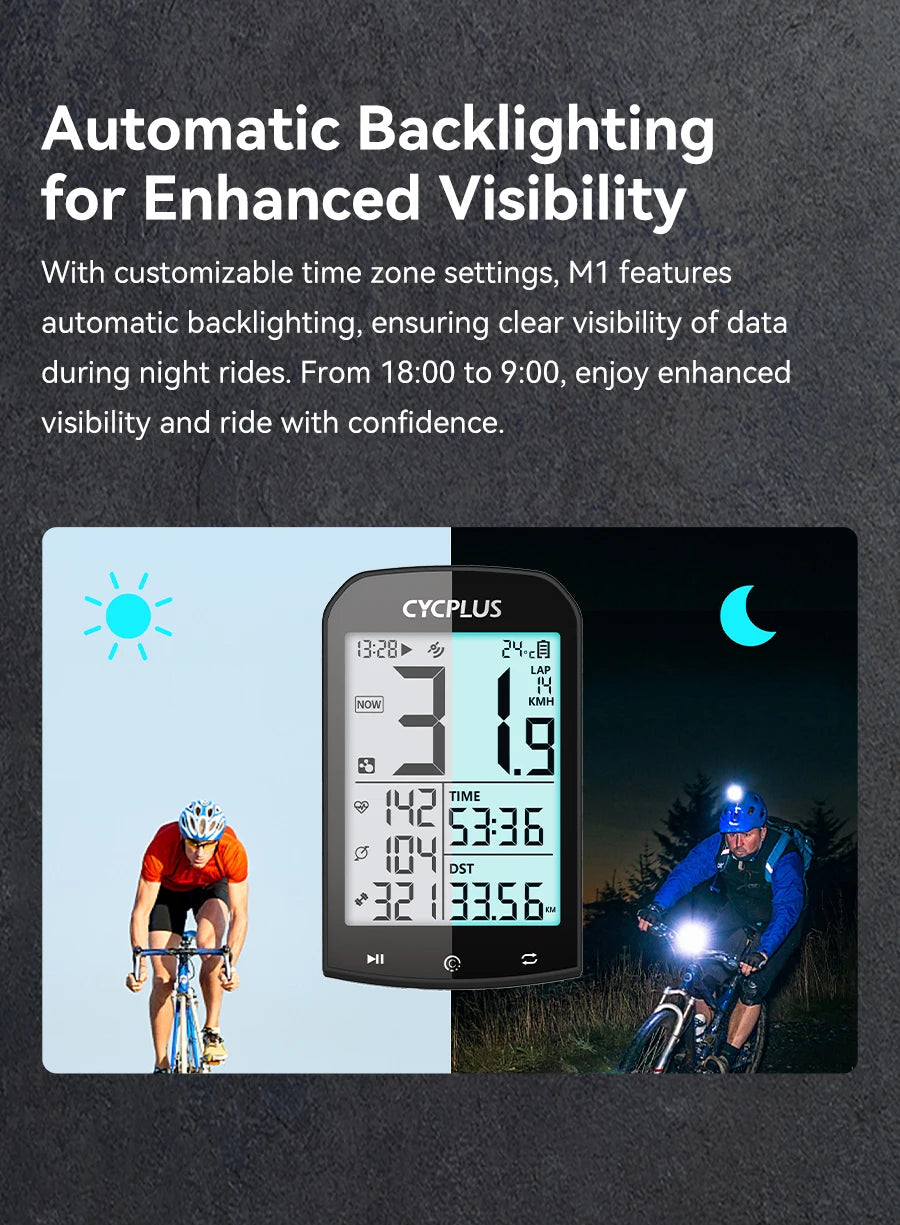 M1 Wireless GPS Bike Computer - Waterproof Speedometer & Odometer