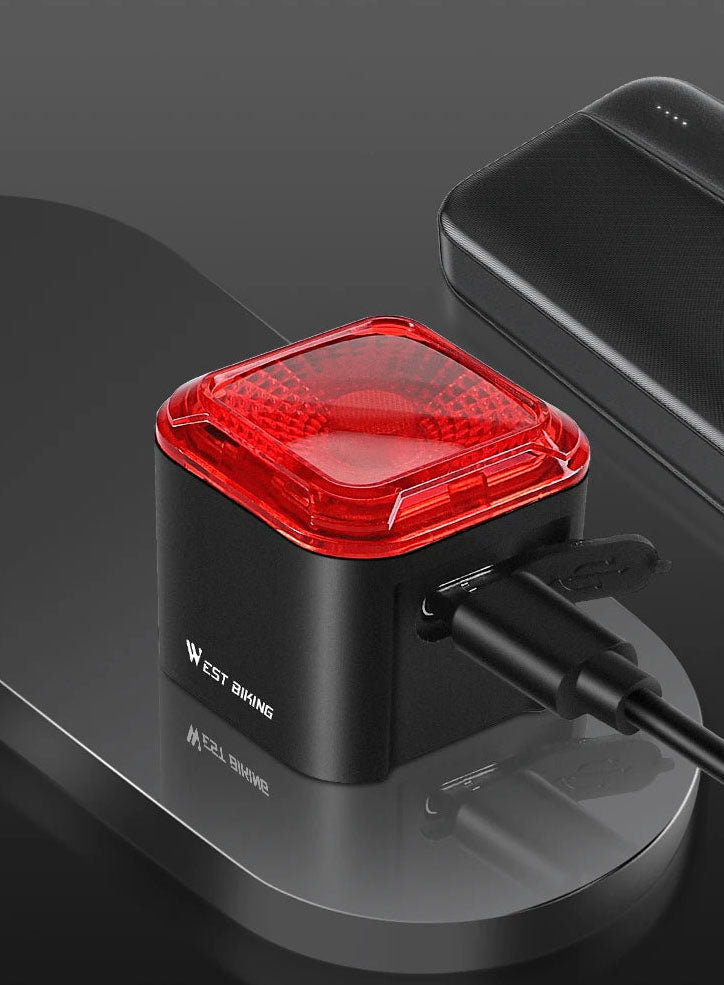 Smart Sensing Bike Tail Light - IPX5 Waterproof, Type-C Charging