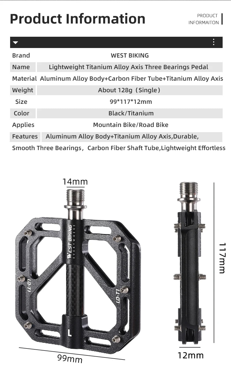 Ultralight MTB Pedals with Titanium Alloy Axle