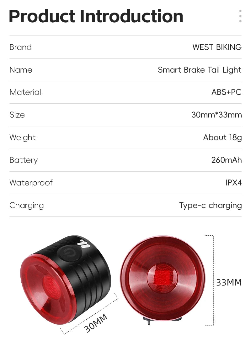 Smart Bicycle Taillight with Auto Start/Stop and Brake Sensing