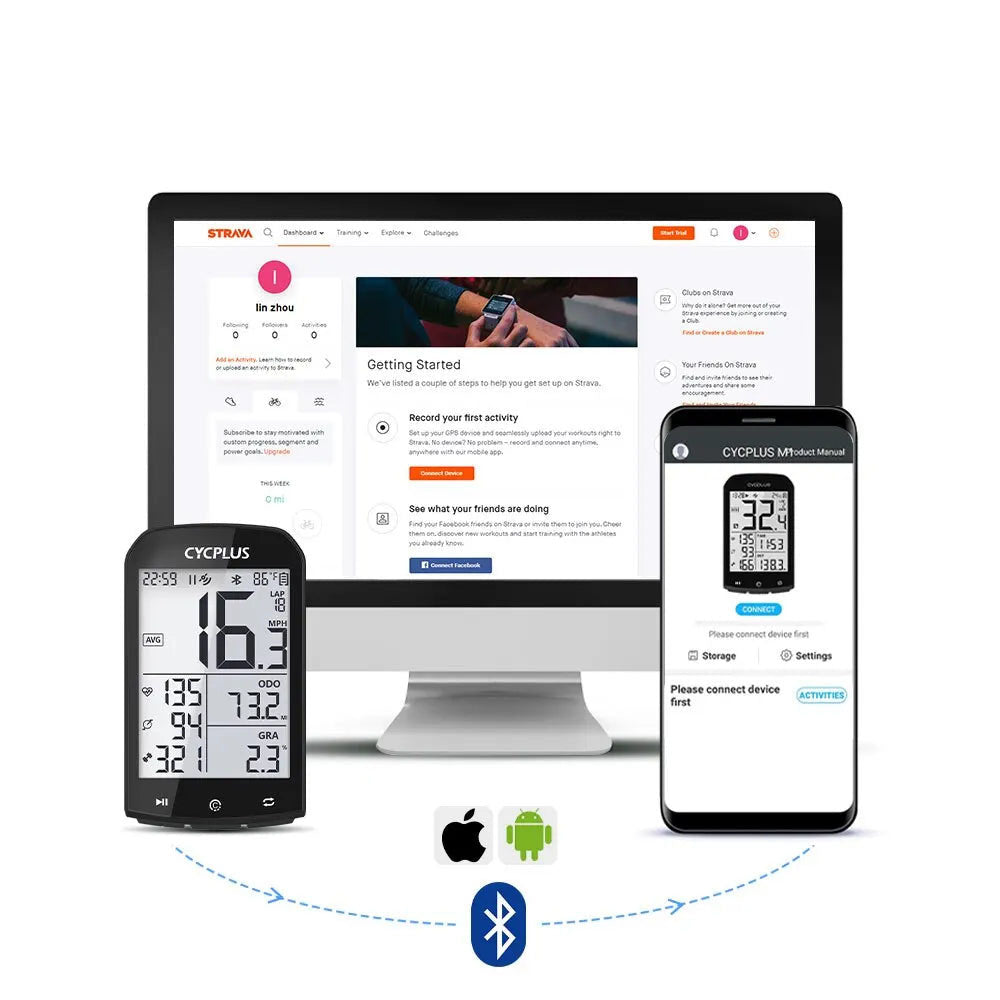 M1 Wireless GPS Bike Computer - Waterproof Speedometer & Odometer