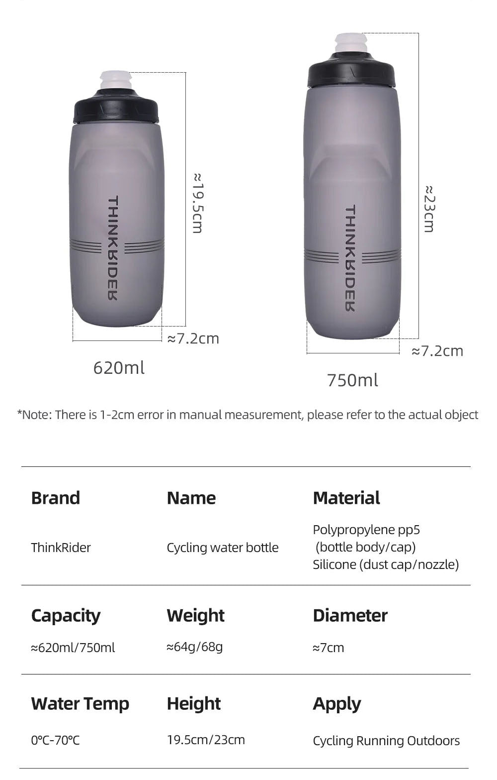 Large Capacity Bicycle Water Bottle - 620ml/750ml, Portable Design