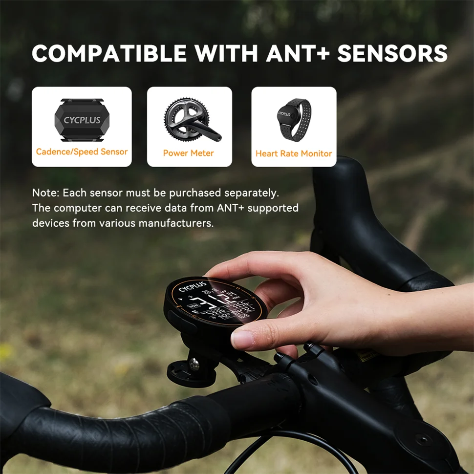 M2 GPS Bicycle Computer - Waterproof Speedometer with Bluetooth and ANT+