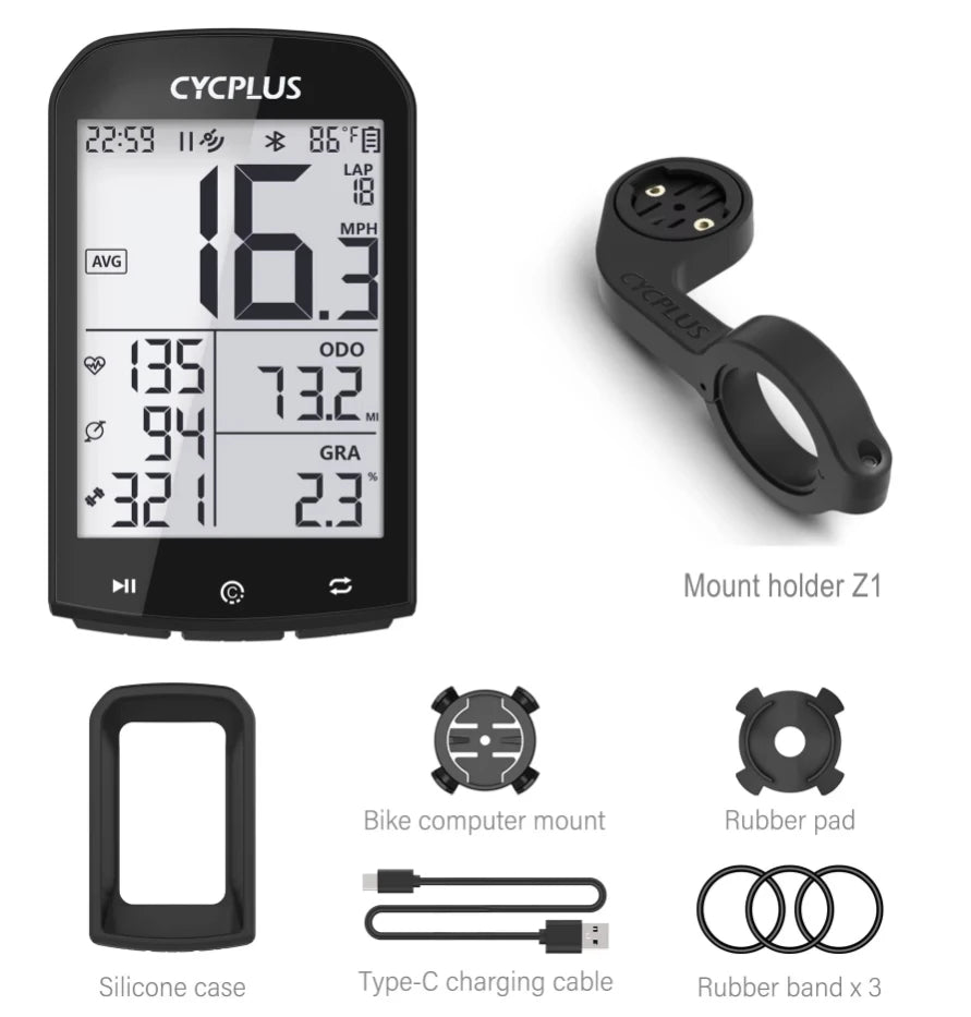 M1 Wireless GPS Bike Computer - Waterproof Speedometer & Odometer