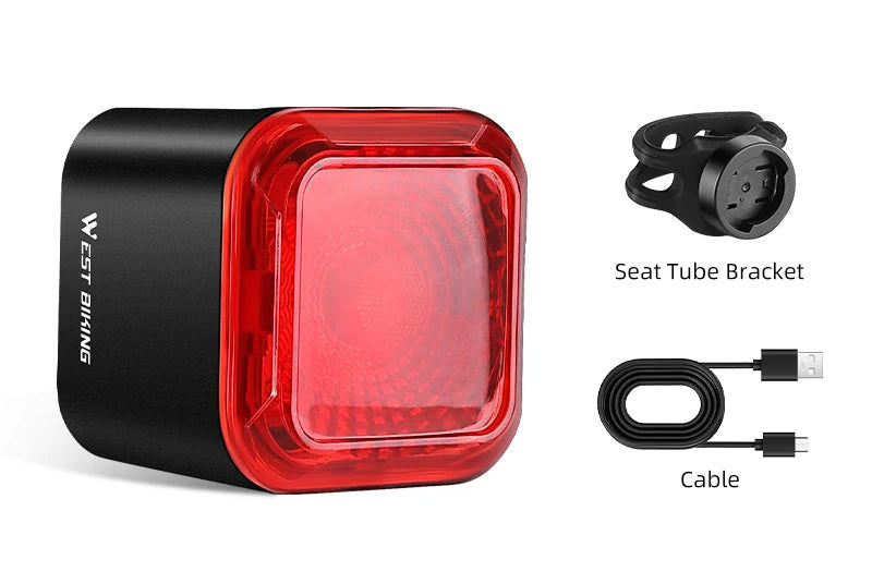 Smart Sensing Bike Tail Light - IPX5 Waterproof, Type-C Charging