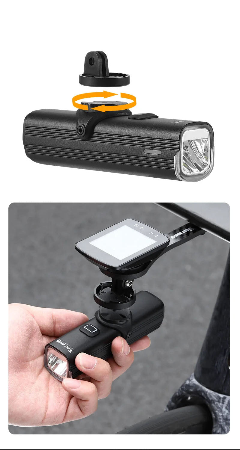 1000 Lumens Rechargeable Bicycle Headlight - Quick Release, 4500mAh Battery