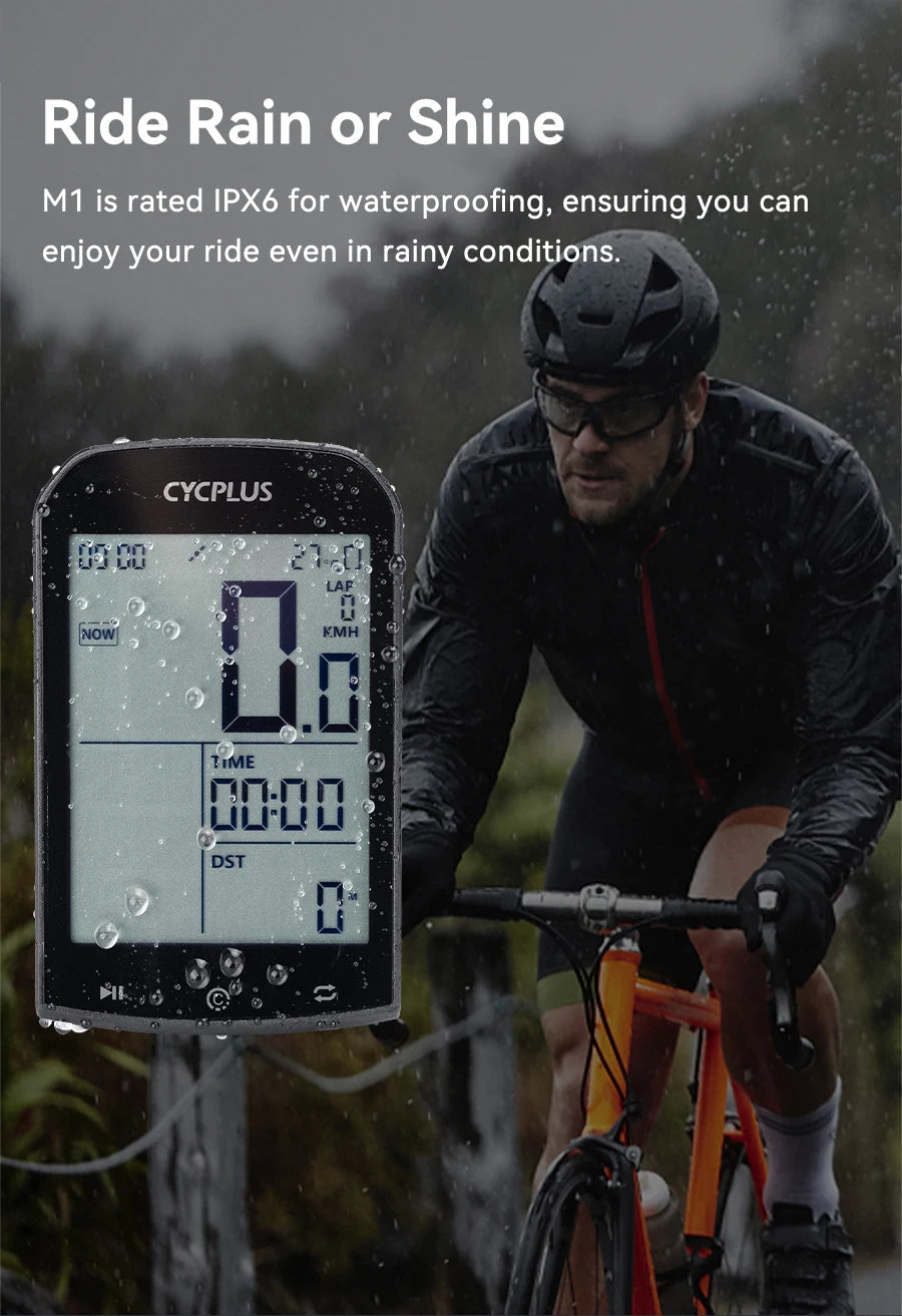 M1 Wireless GPS Bike Computer - Waterproof Speedometer & Odometer