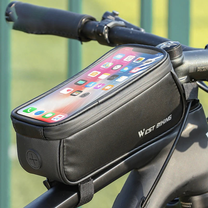 Waterproof Bicycle Front Frame Bag - 7 Inch Touch Screen Phone Holder