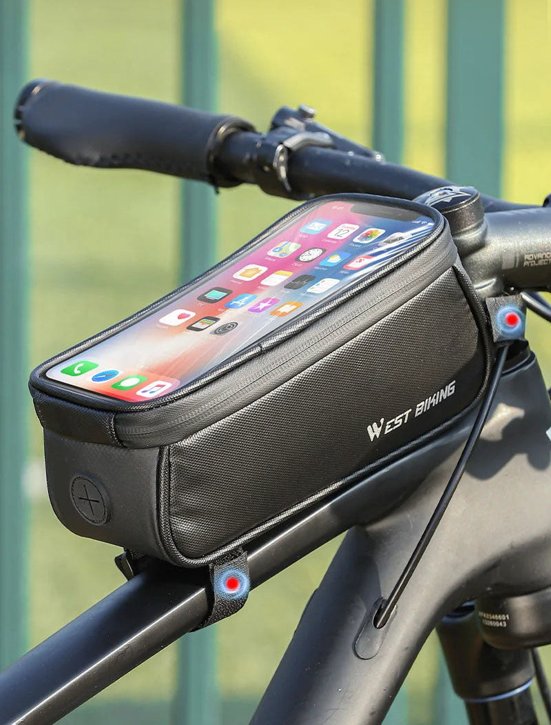 Waterproof Bicycle Front Frame Bag - 7 Inch Touch Screen Phone Holder