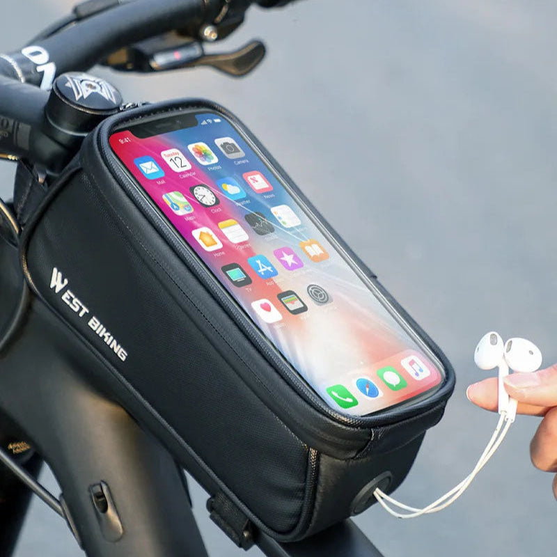 Waterproof Bicycle Front Frame Bag - 7 Inch Touch Screen Phone Holder