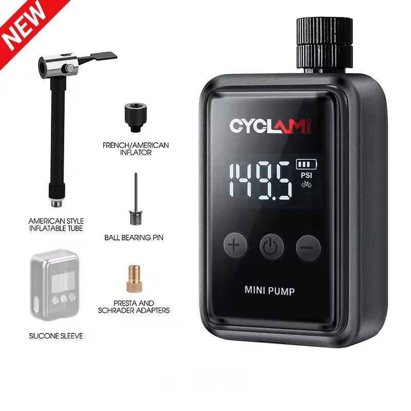 Portable Electric Bike Pump with Digital Gauge - 150 PSI Rechargeable Tire Inflator