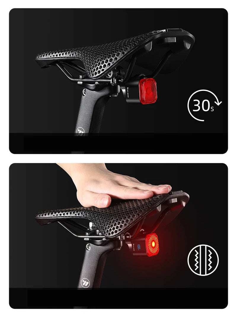 Smart Sensing Bike Tail Light - IPX5 Waterproof, Type-C Charging