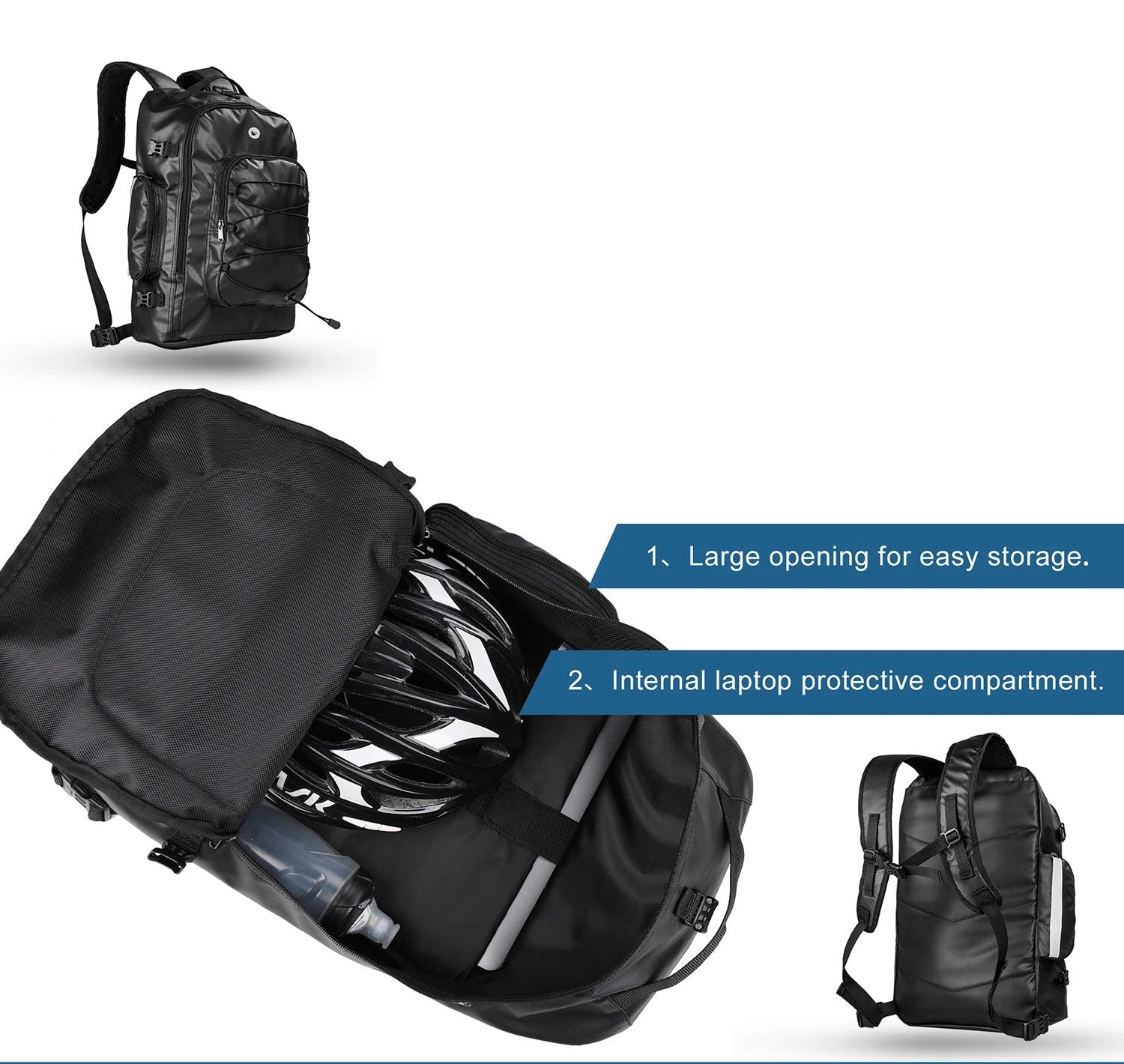 65L Waterproof Bike Cargo Bag - 3-in-1 Bicycle Rear Rack Pannier Backpack