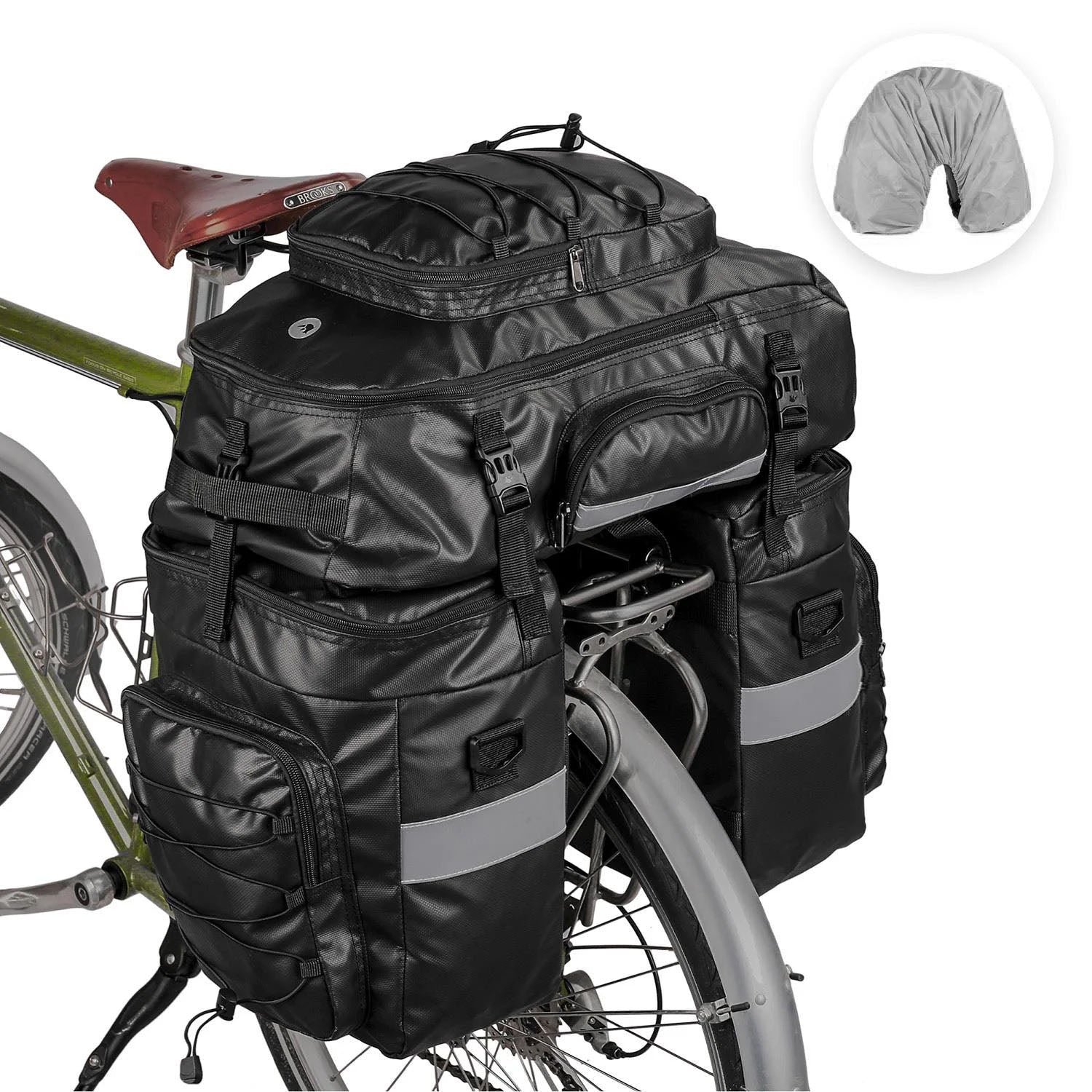 65L Waterproof Bike Cargo Bag - 3-in-1 Bicycle Rear Rack Pannier Backpack