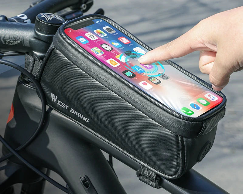 Waterproof Bicycle Front Frame Bag - 7 Inch Touch Screen Phone Holder